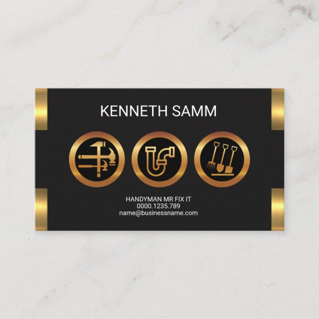 Handyman Fabulous Faux Guld Presentation Visitkort (Framsida)