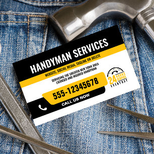 HANDYMAN FIX IT GUY URGENT REPAIR BLACK GULT VISITKORT