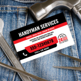 HANDYMAN FIX IT GUY URGENT REPAIR BLACK RED VISITKORT
