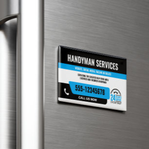 HANDYMAN FIX IT GUY URGENT REPAIR BLUE MAGNETISKA VISITKORT