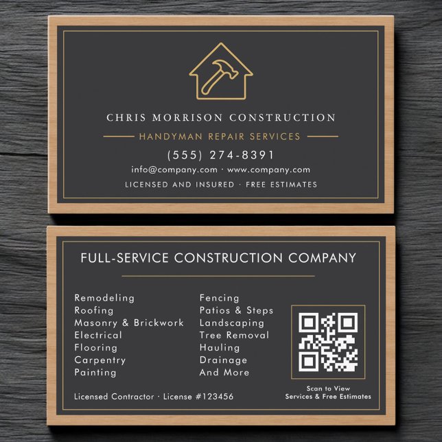 Handyman för bygg QR-kod professionell Visitkort (Skapare uppladdad)