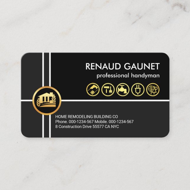 Handyman för hemreparationer av Linjer Visitkort (Framsida)