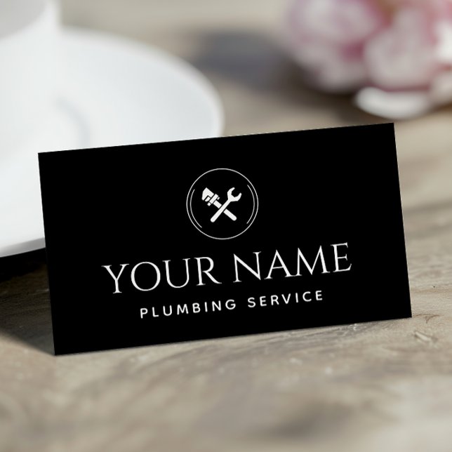 Handyman för rörsystem, svartvitt visitkort (Skapare uppladdad)