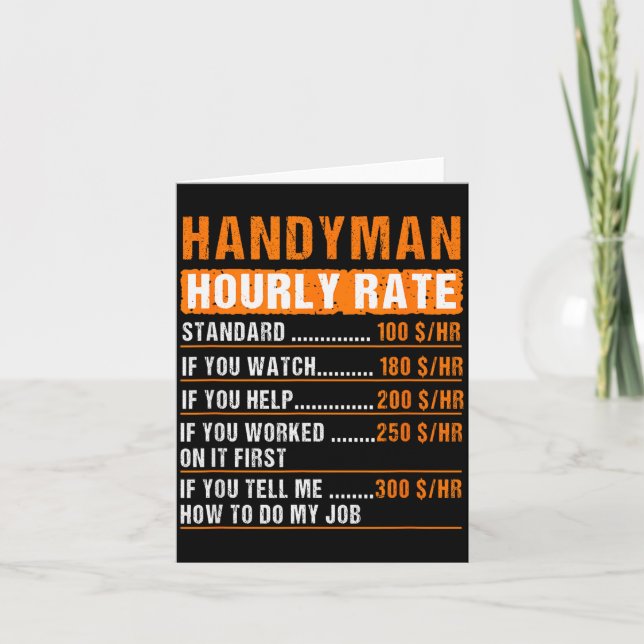 Handyman Funny Hourly Rate Meme - Daddy Grandpa  Kort (Framsida)