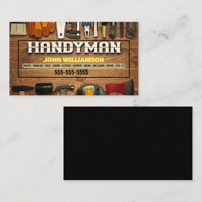 Handyman Hammer och nagel Affärskort Visitkort (Fram/baksida)