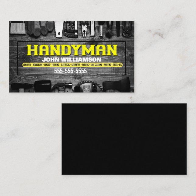 Handyman Hammer och nagel Affärskort Visitkort (Fram/baksida)