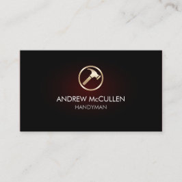 Handyman Hem Reparation Hammer Icon Red Glow Visitkort