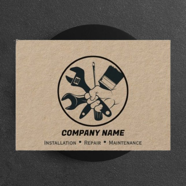Handyman Home Living Service Craft Black Visitkort (Skapare uppladdad)