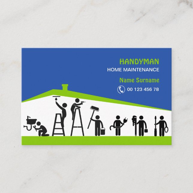 Handyman home maintenance Business Card Visitkort (Framsida)