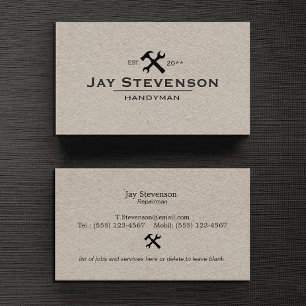 Handyman Home Reparation Hammer och Wrench Kraft Visitkort
