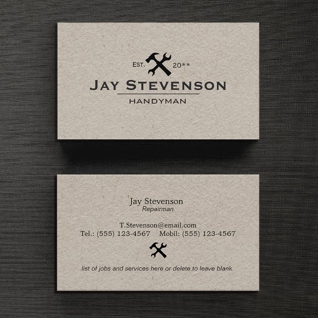 Handyman Home Reparation Hammer och Wrench Kraft Visitkort (Skapare uppladdad)