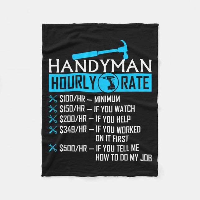 Handyman Hourly Rate Humor Carpenter Funny Handy M Fleecefilt (Framsidan)