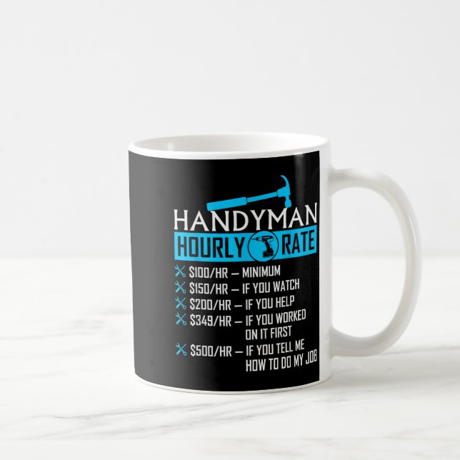 Handyman Hourly Rate Humor Carpenter Funny Handy M Kaffemugg (Höger)