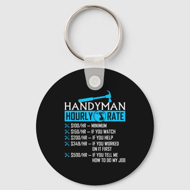 Handyman Hourly Rate Humor Carpenter Funny Handy M Nyckelring (Framsida)