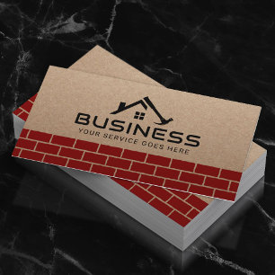 Handyman House Repair Service Red Bricks Kraft Visitkort