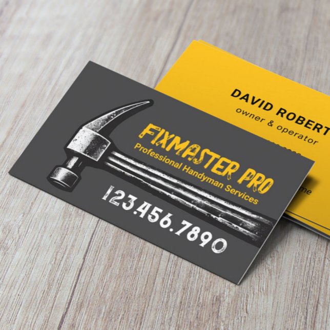 Handyman House Reparation Service Hammer Fix Maste Visitkort (Skapare uppladdad)