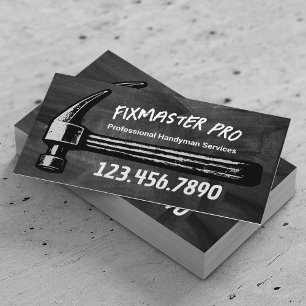 Handyman House Reparation Service Retro Hammer Cha Visitkort
