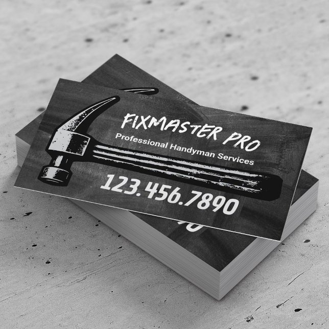 Handyman House Reparation Service Retro Hammer Cha Visitkort (Skapare uppladdad)