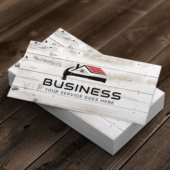 Handyman House Reparation Service Rustic Wood Visitkort (Skapare uppladdad)