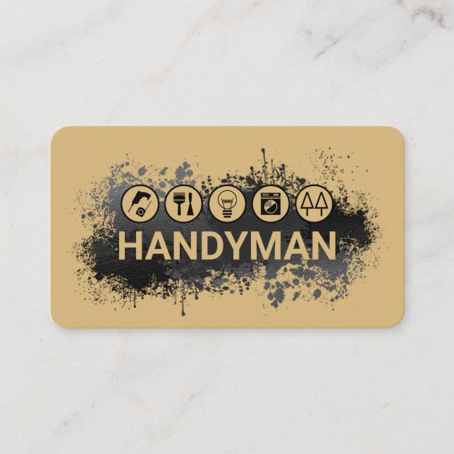 Handyman In Paint Splatter Visitkort (Framsida)