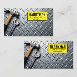 Handyman – Industriell metallbakgrund med verktyg Visitkort