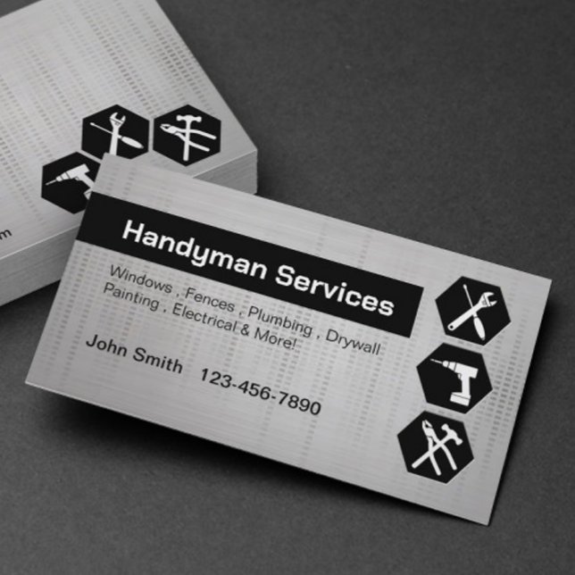 Handyman, konstruktion, ombyggnad av svart etikett visitkort (Skapare uppladdad)