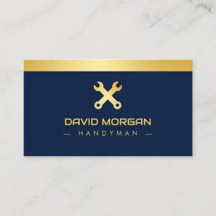 Handyman Logotyp marin och Guld Visitkort