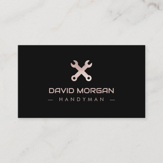 Handyman Logotyp Ro Guld Glitter Visitkort (Framsida)