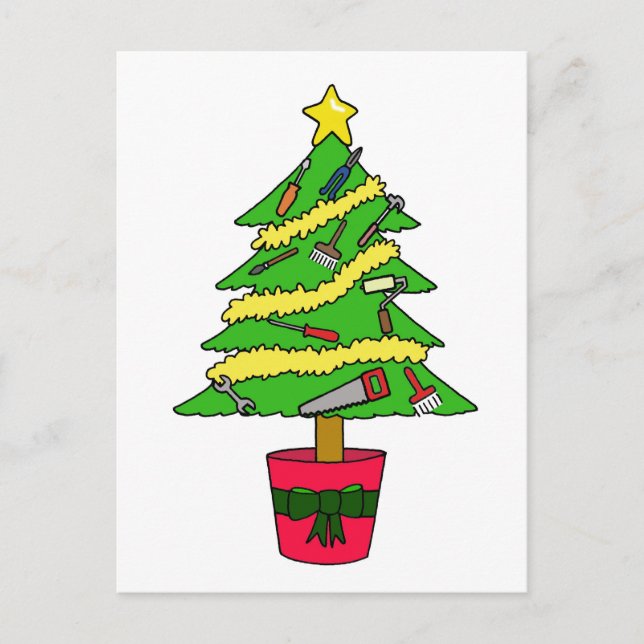 Handyman Lycklig jul Humor Helg Vykort (Framsida)