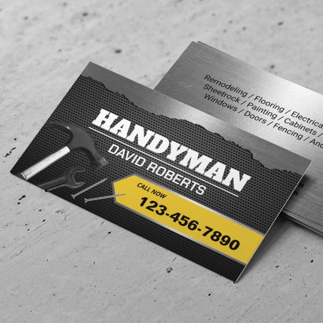 Handyman Maintenance Pluming Service Faux Metall Visitkort (Skapare uppladdad)