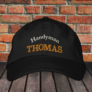 HANDYMAN (namn) broderade basebollsockel / guld Broderad Keps