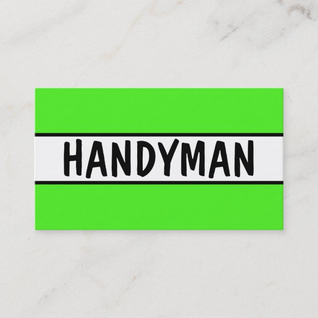 Handyman Neon Grönt Affärskort Visitkort (Framsida)