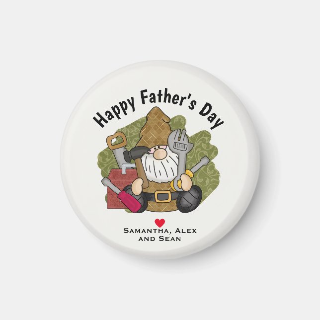 Handyman och Carpenter Garden Gnome Magnet (Framsidan)