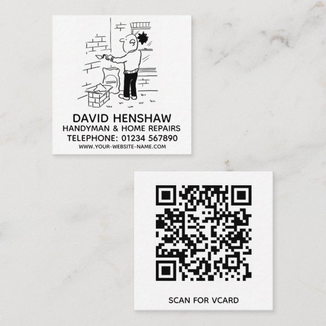 Handyman- och hemreparationer fyrkantigt visitkort (Fram/baksida)