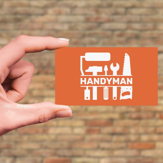 Handyman - Orange för maskinvara Verktyg Monogram Visitkort (Handyman - Hardware Tools Monogram Orange Business Card)