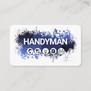 Handyman På Blå Målarfärgssprut Visitkort