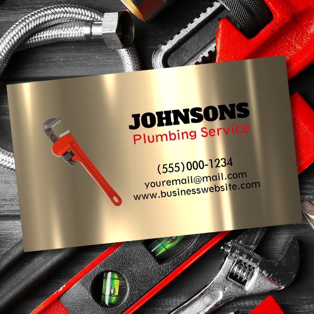 Handyman Plumber Wrench Metall Maintenance Visitkort (Skapare uppladdad)