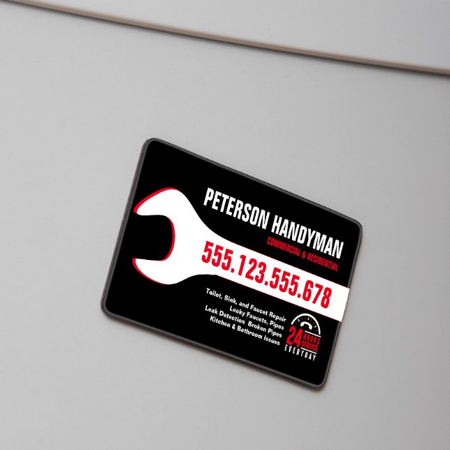 HANDYMAN PLUMBING 24 TIMMAR AKUT WRENCH VERKTYG MAGNETISKA VISITKORT (Skapare uppladdad)