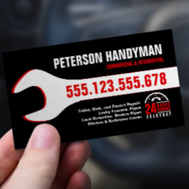 HANDYMAN PLUMBING 24 TIMMAR AKUT WRENCH VERKTYG VISITKORT