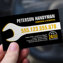 HANDYMAN PLUMBING 24 TIMMAR AKUT WRENCH VERKTYG VISITKORT
