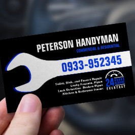 HANDYMAN PLUMBING 24 TIMMAR AKUT WRENCH VERKTYG VISITKORT