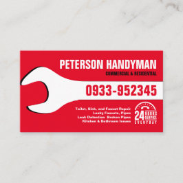 HANDYMAN PLUMBING 24 TIMMAR AKUT WRENCH VERKTYG VISITKORT