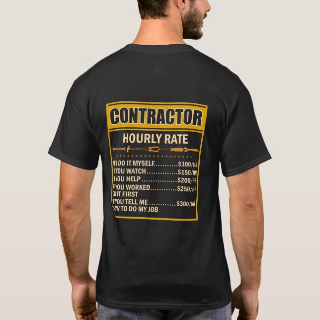 Handyman Pris Diagramkontrahents timtaxeringsarbet T Shirt (Baksida)