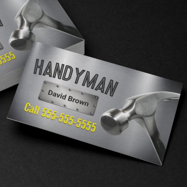 Handyman Professionell Big Hammer Metall Steel Visitkort (Skapare uppladdad)