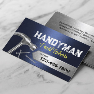 Handyman Reparation & Maintenance Navy Blue Metall Visitkort