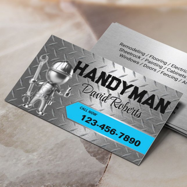 Handyman Reparation & Maintenance Service Blue Met Visitkort (Skapare uppladdad)
