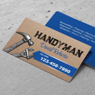 Handyman Reparation & Maintenance Service Blue Visitkort