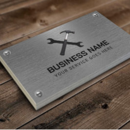 Handyman Reparation Maintenance Service Faux Metal Visitkort