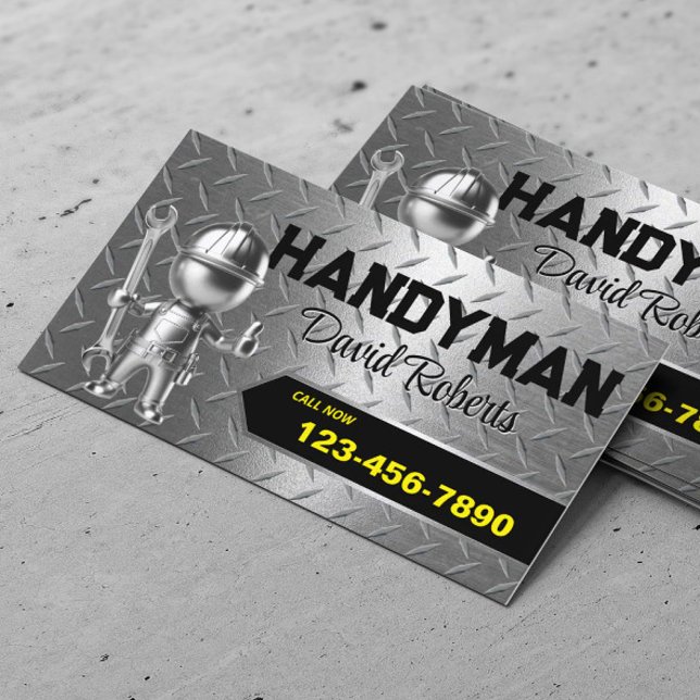 Handyman Reparation & Maintenance Service Metall S Visitkort (Skapare uppladdad)