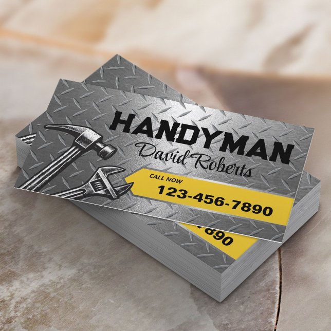 Handyman Reparation & Maintenance Service Metall Visitkort (Skapare uppladdad)